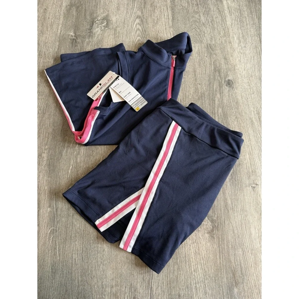 Grand Slam Performance Women Tennis Pickleball 2 pc Set Skort‎ Tank Navy NWT Med